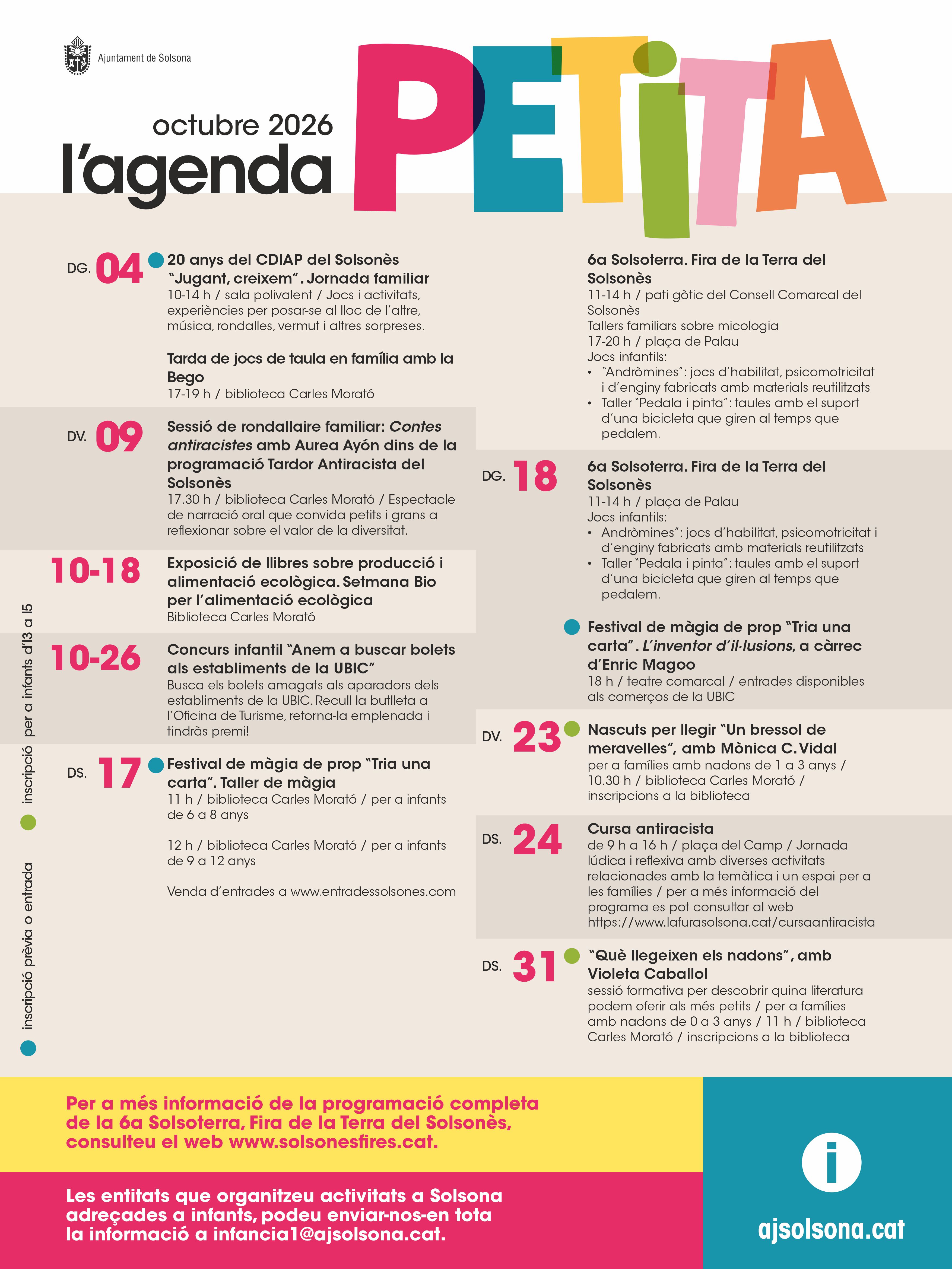 L'agenda Petita d'octubre de 2026