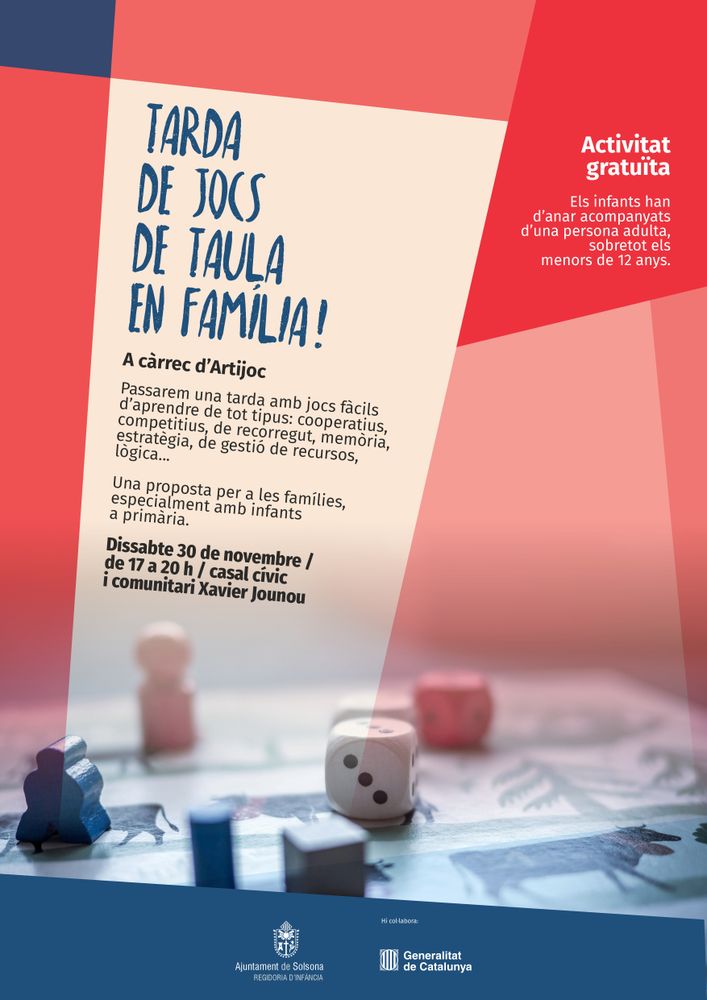 La regidoria d’Infància de Solsona proposa una tarda de jocs de taula en família