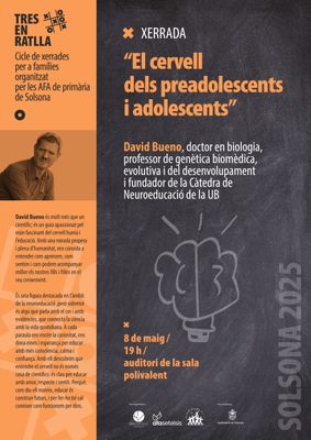 XERRADA PER A FAMÍLIES: "El cervell dels preadolescents i adolescents", a càrrec de David Bueno