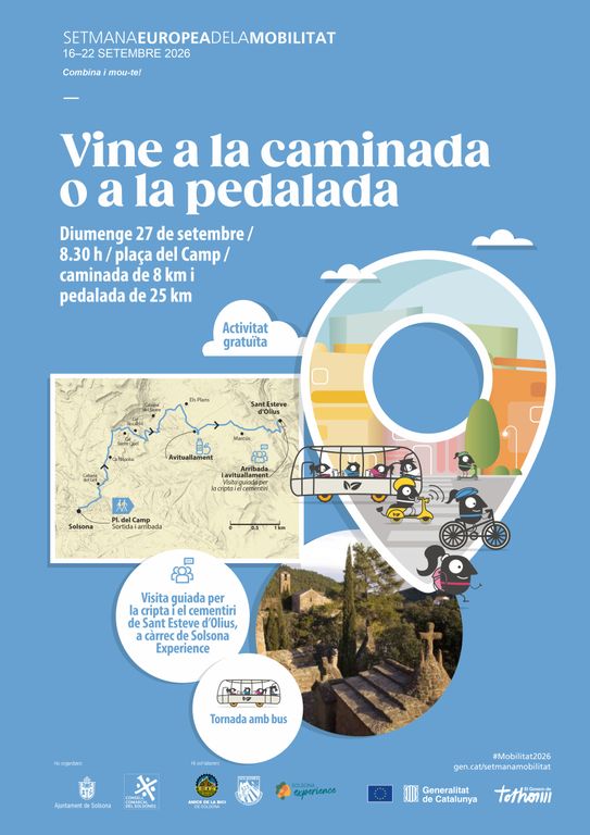 Caminada i pedalada de Solsona a Sant Esteve d’Olius per promocionar una mobilitat segura i sostenible