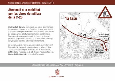 Les obres de millora de la C-26 comencen dimarts per la rotonda del Pont