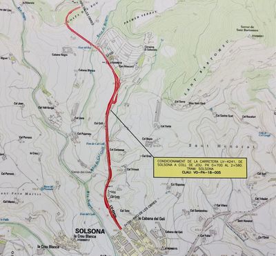 Tancament per obres de la LV-4241 en el tram que va de Solsona a la costa del Bou